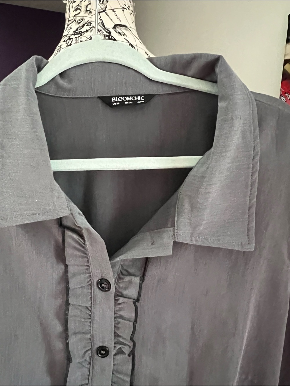 BloomChic aplus Size Gray Ruffle-Front Casual Dress - Picture 3 of 7